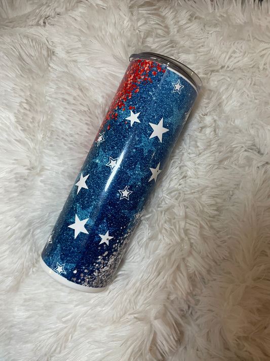USA Glitter Skinny Tumbler 20 oz