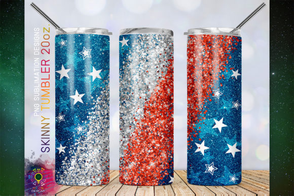 USA Glitter Skinny Tumbler 20 oz